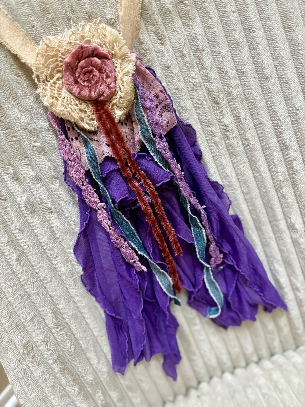 Upcycled Shabby Chic Romantic Handmade Jabot Necklace